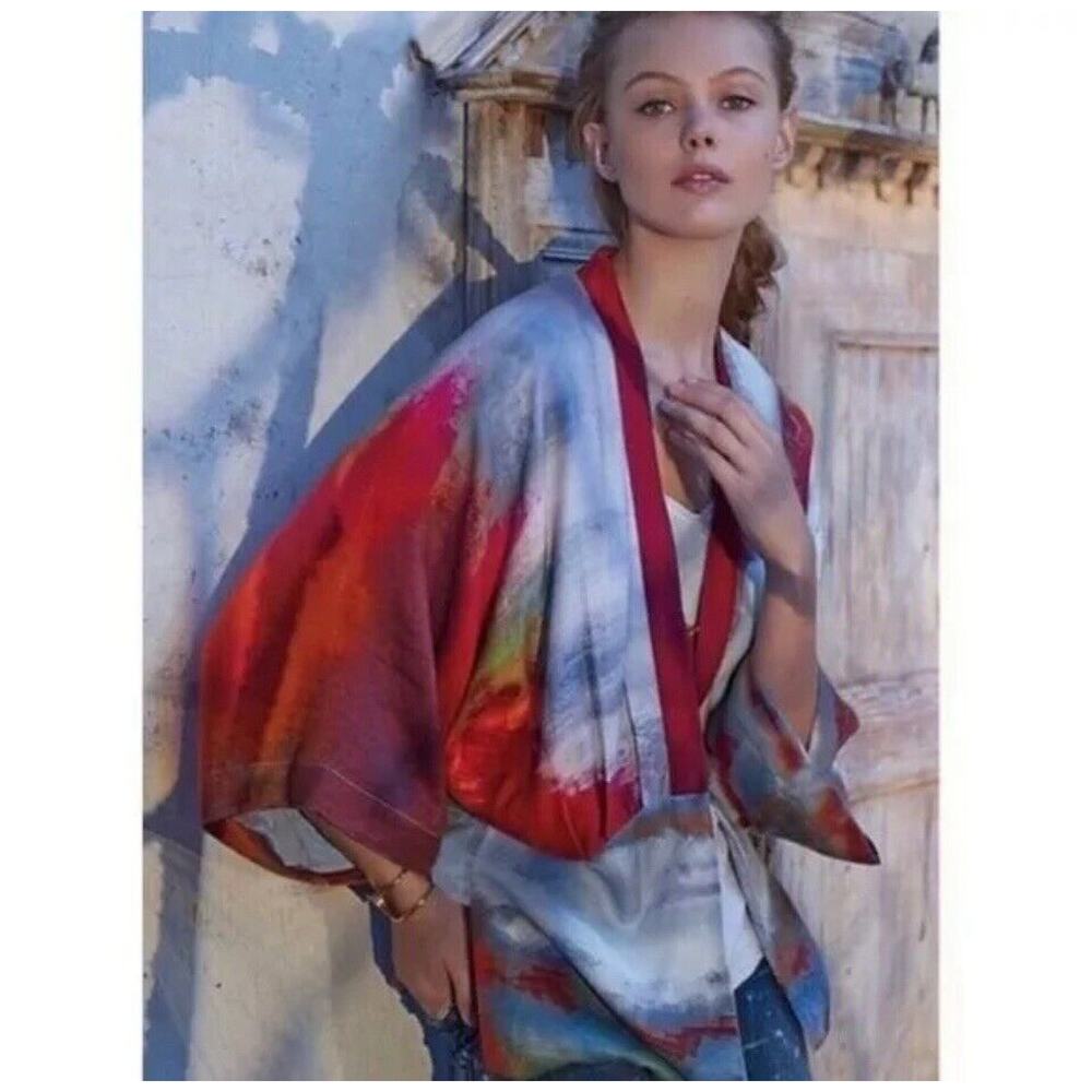 Anthropologie x Blank London Open Front Sunfall Kimono Batwing Small Boho B24